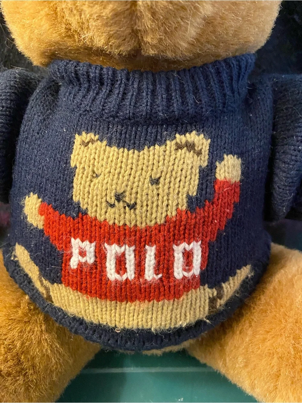 1997 Ralph Lauren Polo Bear Plush Teddy - Navy Sweater